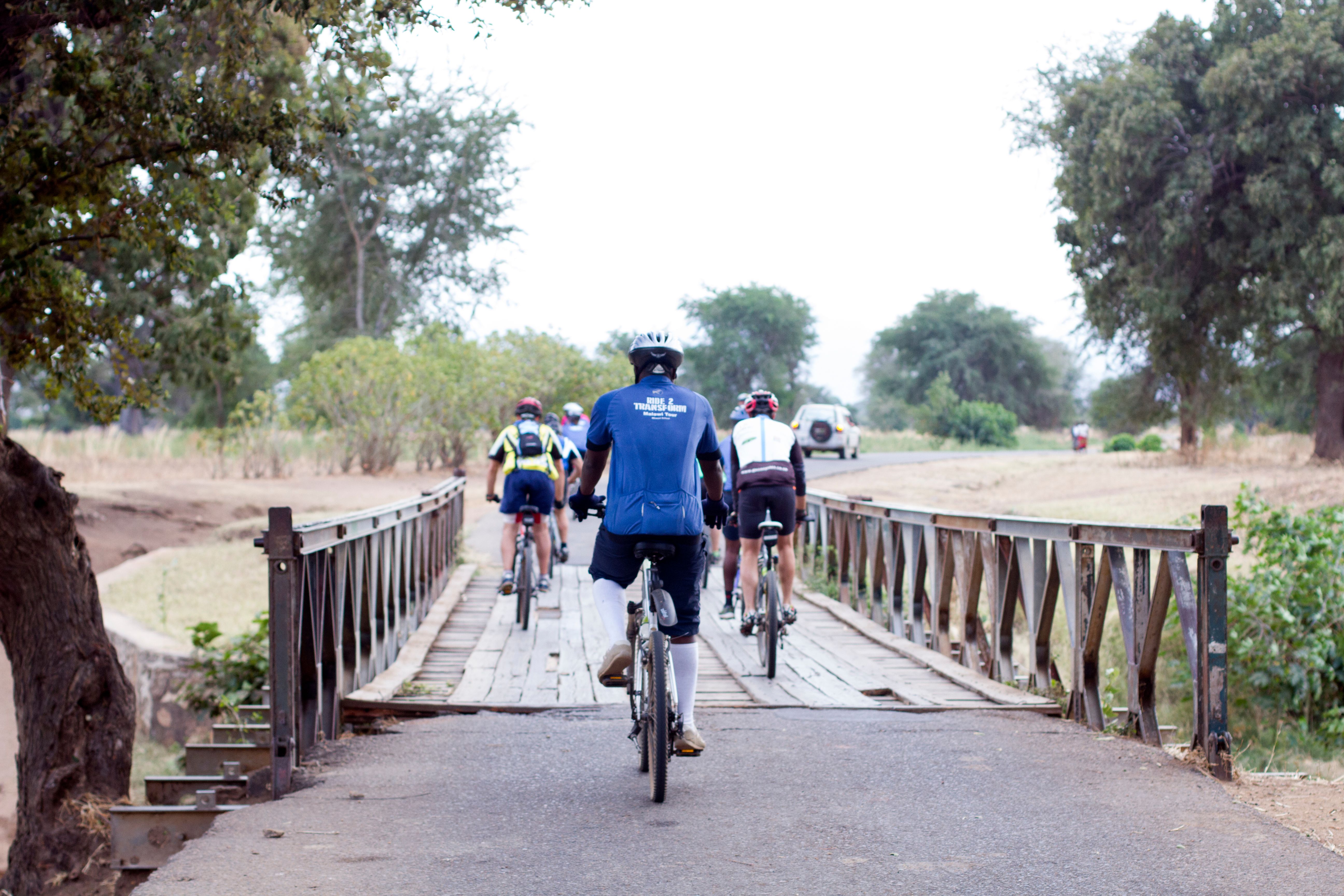 Cyclists cross a bridge during Ride 2 Transform 2016.