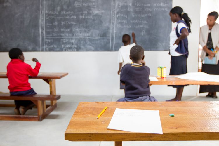A classroom at Chiyembekezo school in Ntaja, Malawi