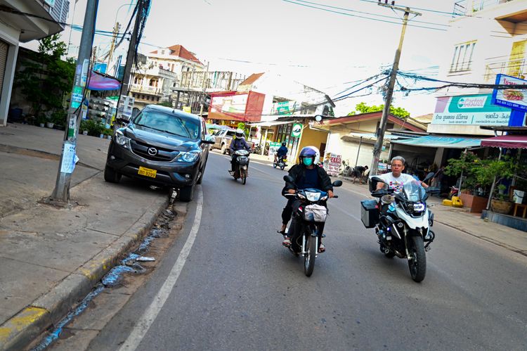 Motorbikes are the transportation of choice for many in Laos.