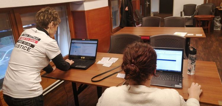 Ildiko and team members running anti-human trafficking training in Budapest, Hungary.