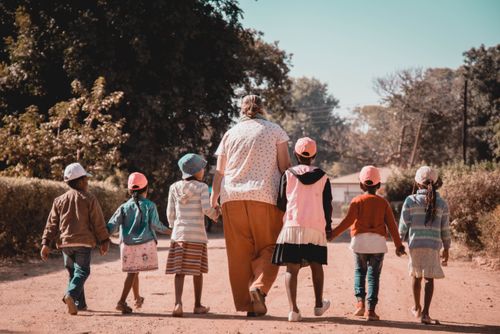 Walking down the street at Mercy House ministry in Kabwe, Zambia.