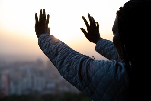 Stock photos of prayer hands in Central Asia