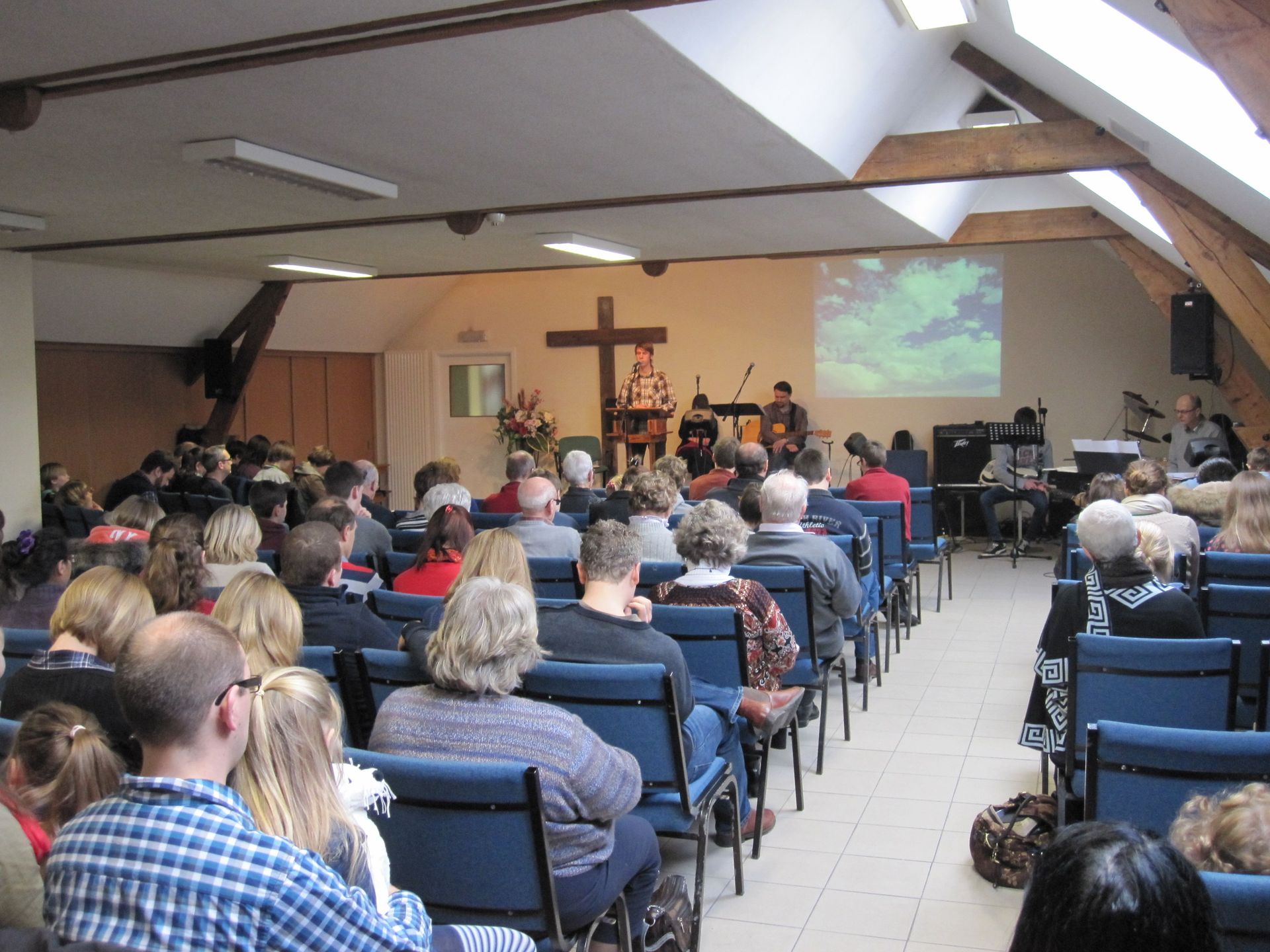 Sunday morning service in a Belgian church