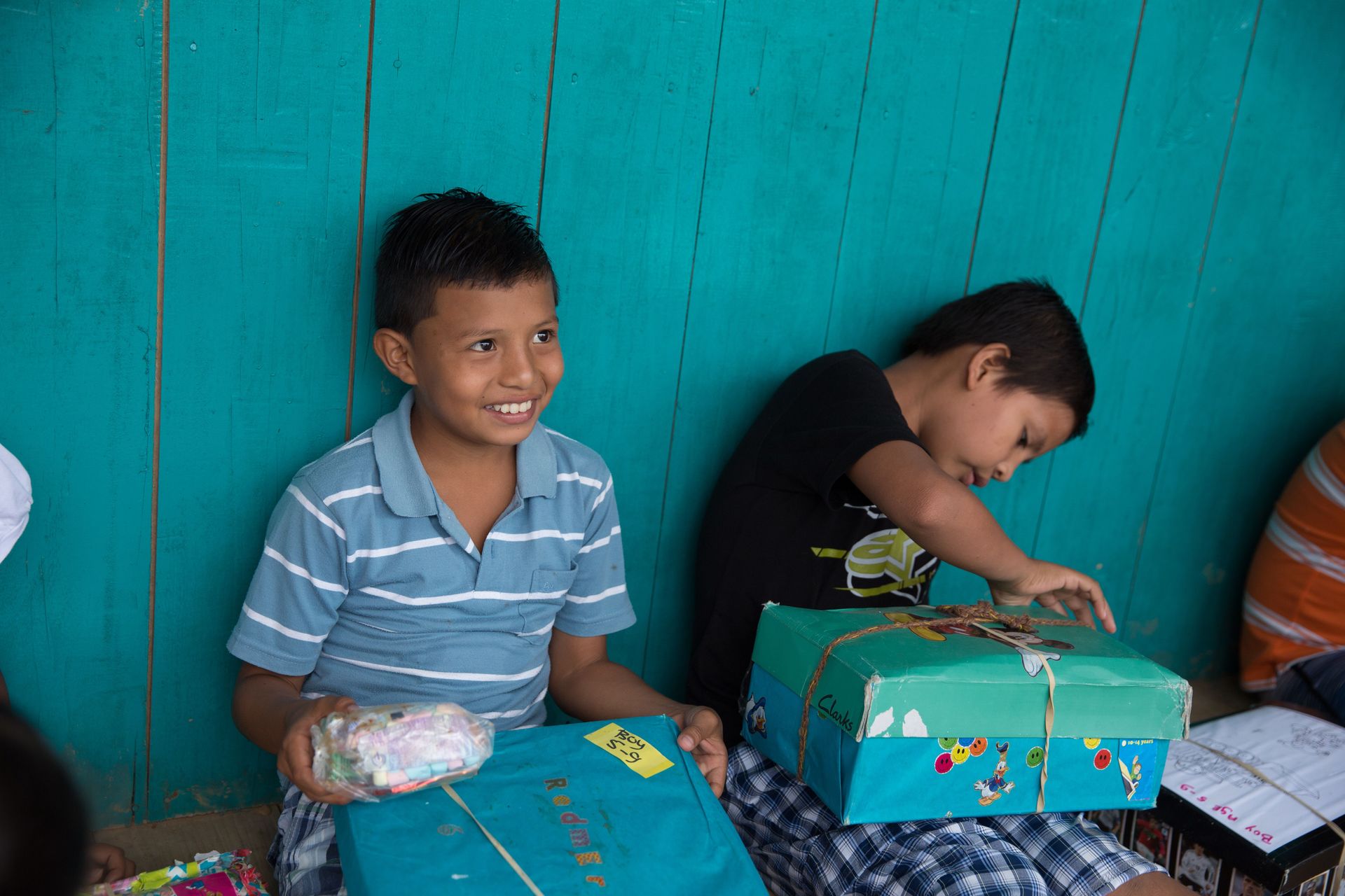 children receive gifts in Talamanca, Costa Rica