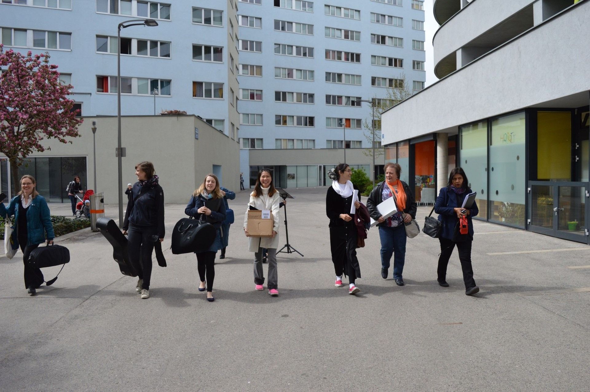 The "Sound of Easter" team moves out for the first outreach.