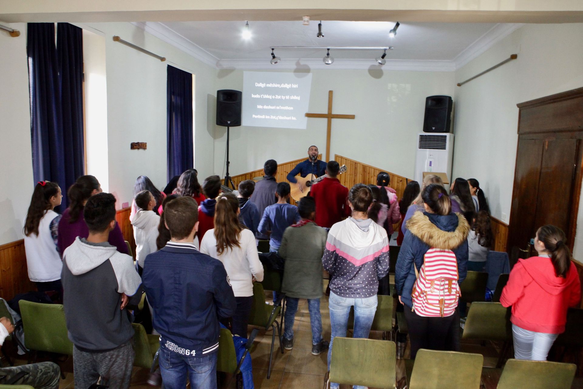 Gathering for the Roma/Gypsy youth where OM Albania shares Christ's love.