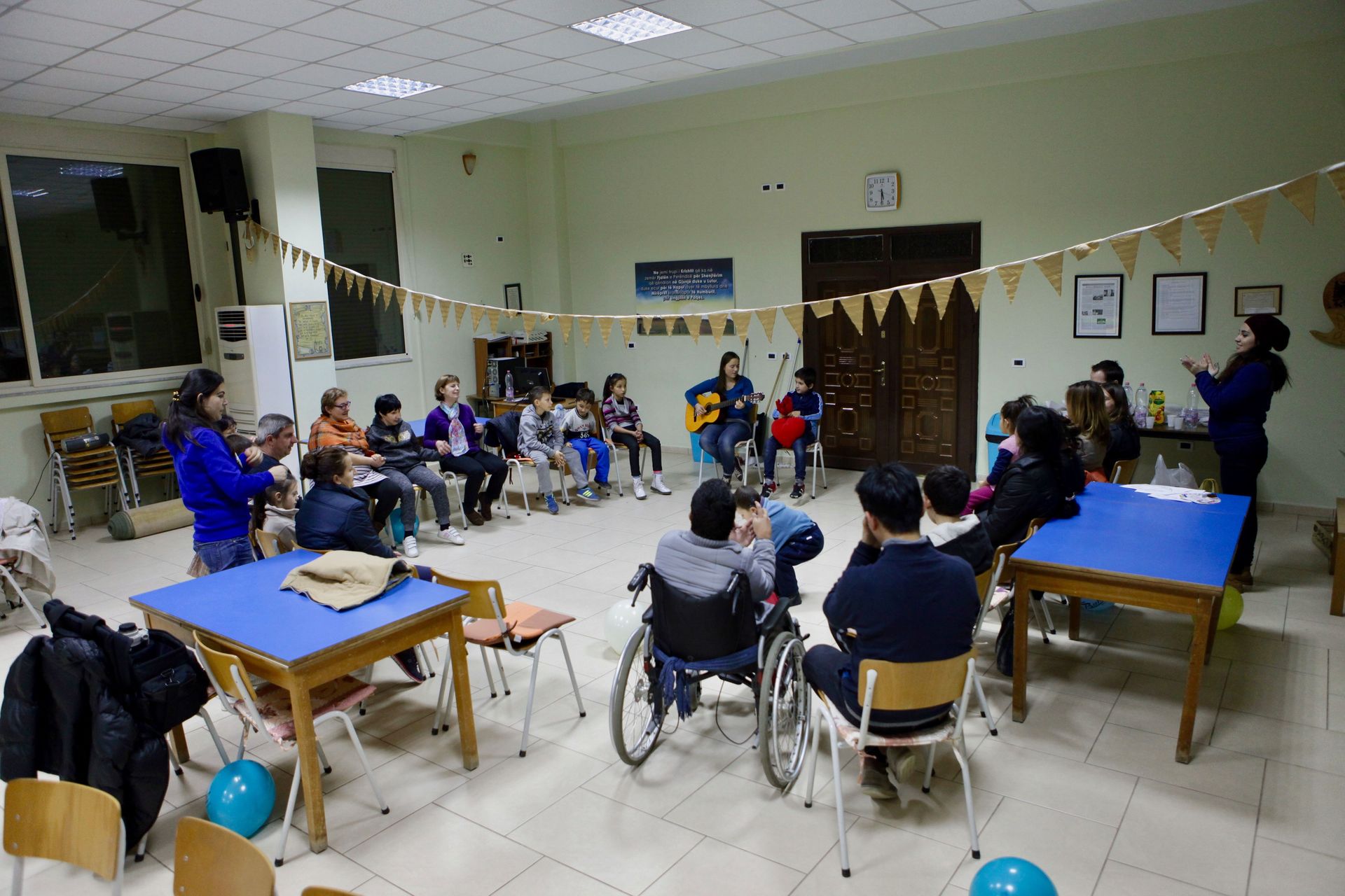 Welcoming song sung at the evangelistic programme (Sweet Mess) that OM Albania and a local church run for those with special needs and their families.