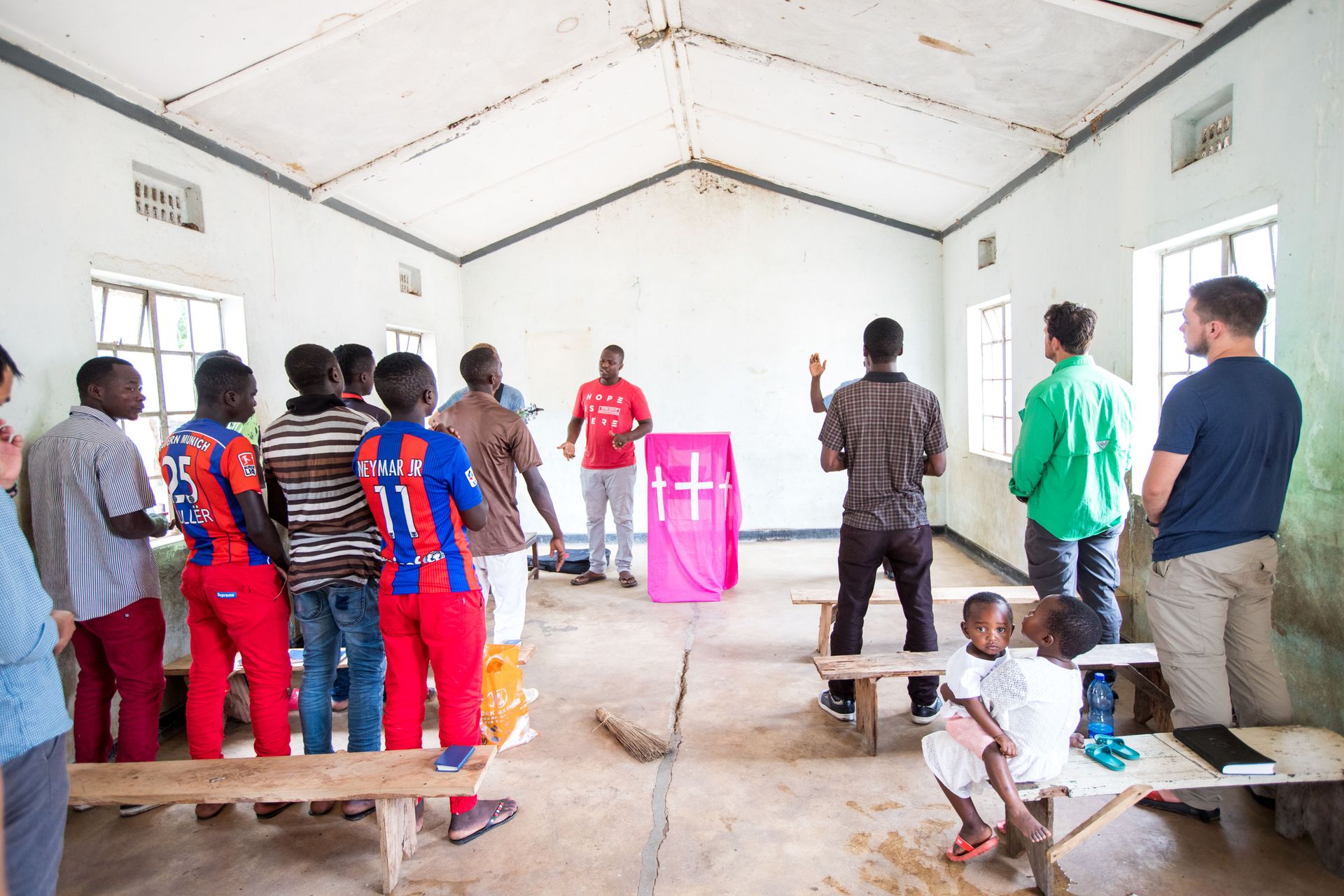 A church service in a Tanzanian village.