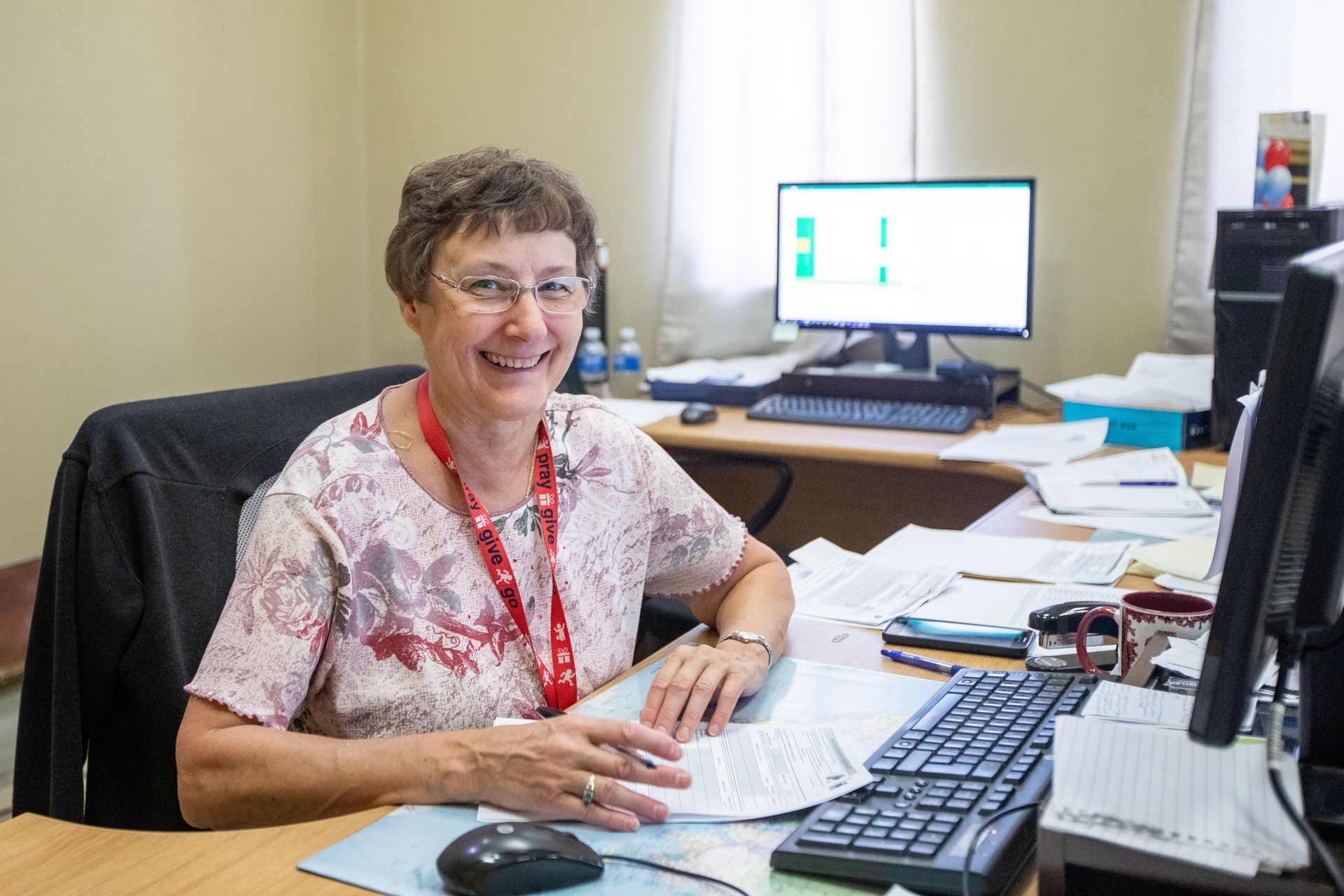 Jane, from the USA, working in the finance department at the OM office in South Africa. Photo by Rebecca Rempel.