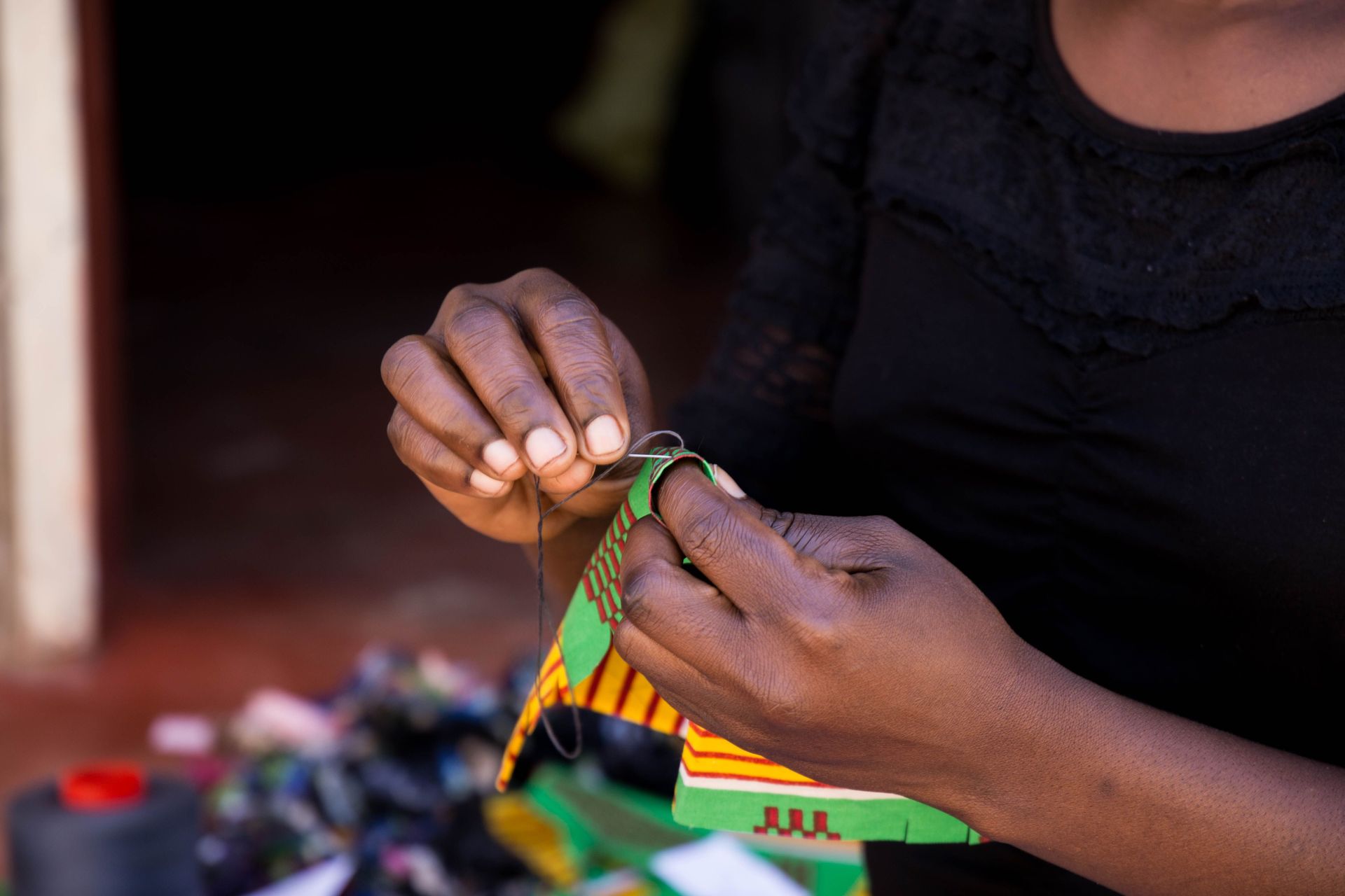 Women from Tabitha Ministry in Zambia sew masks for the community during the COVID-19 pandemic. Photo by Kauya Mali.