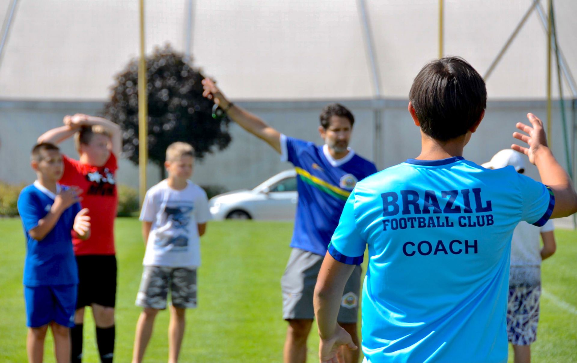 A short-term team from Brazil Football Club organise a week of football training for Ukrainian children in Kutno, central Poland.