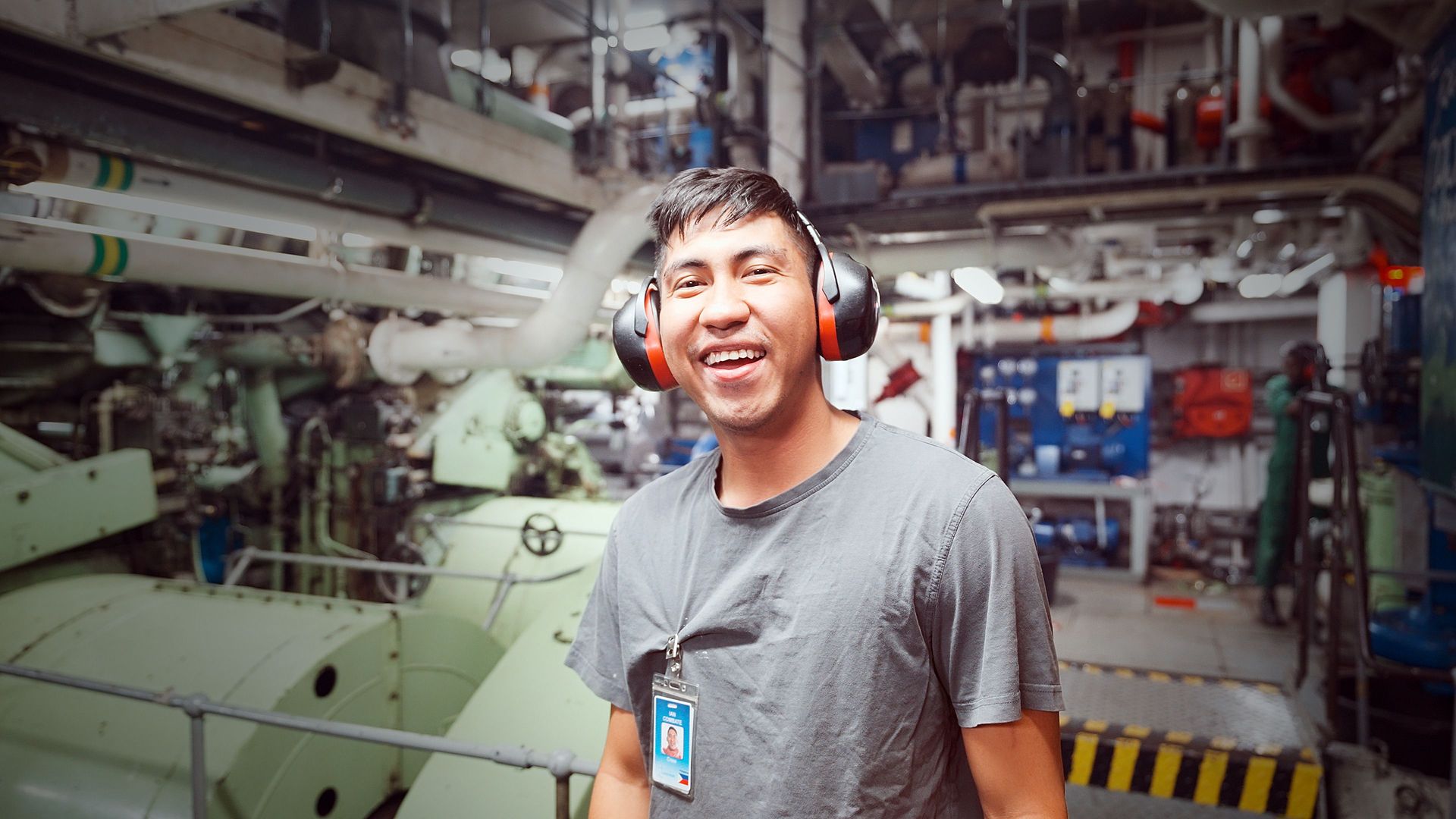 Vlorë, Albania :: Ian enjoys a laugh in the engine room on Logos Hope