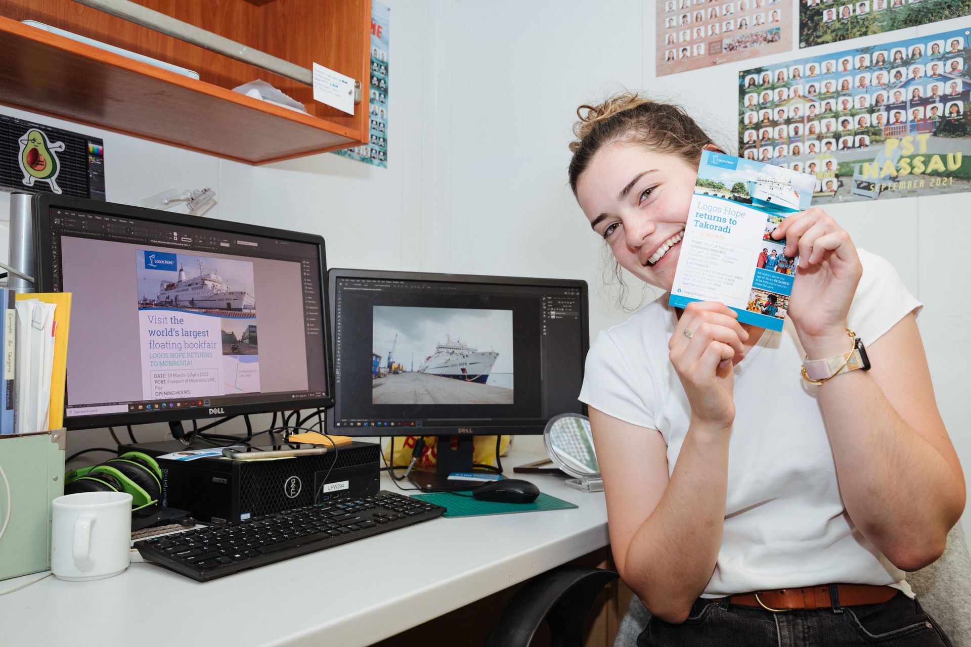 Madeline Aspacher, professional graphic designer on board Logos Hope.